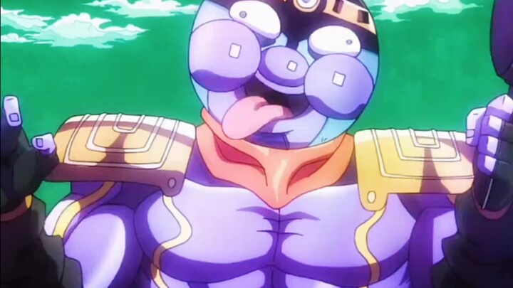 This is definitely a famous scene in JOJO, Star Platinum actually beat himself into a pig-like shape