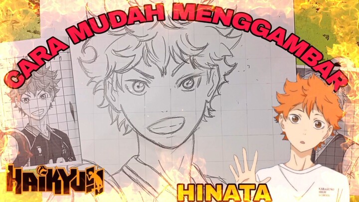 cara mudah menggambar anime haikyuu, Hinata