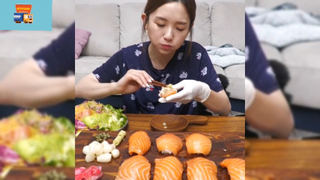 Mukbang sushi cá hồi #anngon