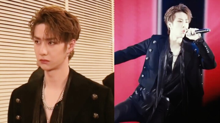 【Wang Yibo】I just love this adorable contrast! Before going on stage, he’s a cute, pouty little pigg