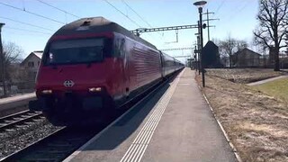FAST SBB TRAINS (160kmh) WITH HORN! Trains in Kiesen on a sunny morning with lots of action