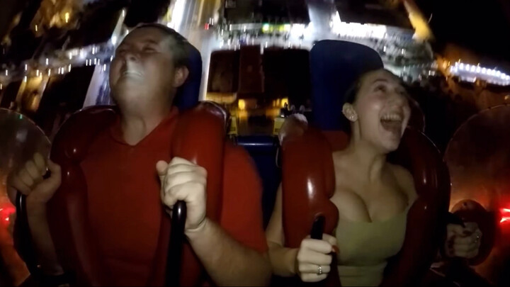 One of the thrill rides at the amusement park: the high-altitude drop tower—featuring a gorgeous you