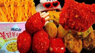 ASMR MUKBANG Cheetos ไก่ & ชีส ไก่ & ชีสบอล & โชว์บะหมี่ผัดพุลดัก!