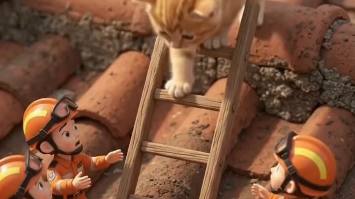 🐱 Tiny Kitten Trapped on a Rooftop — Giant Hand Rescue! 🦾❤️