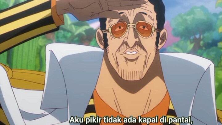 Pertemuan Kizaru diawali dengan Tendangan hebat Luffy