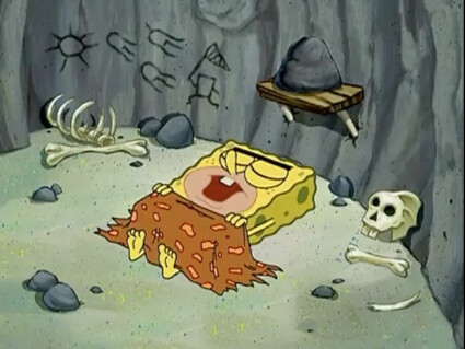 كيف كان سبونج بوب في العصر البدائي ينهض من السرير؟