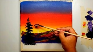 KING ART N  446   RED  SUNSET  ACRYLIC PAINTING STEP BY STEP