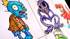 Hướng dẫn vẽ Rainbow Friends theo phong cách ZOMBIES PvZ2 | Peter Roblox Drawing
