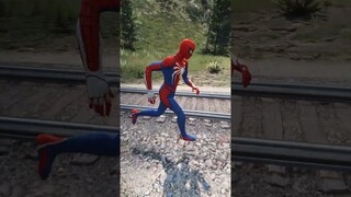 GTA V:  SPIDER-MAN SAVING FRANKLIN FROM THOMAS THE TRAIN 🚆 #shorts