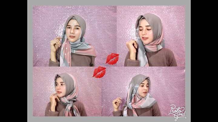 tutorial hijab segi empat printing