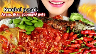 ASMR AYAM PENYET, IKAN PENYET, SAMBEL PECAK, LALAPAN PETE | ASMR MUKBANG INDONESIA