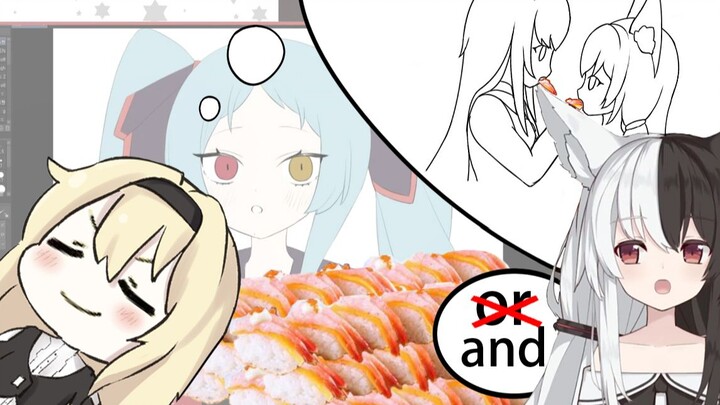 [Arisu manaX Shiina Naha] Tôi nên chọn cái nào giữa một trăm sushi và mana?