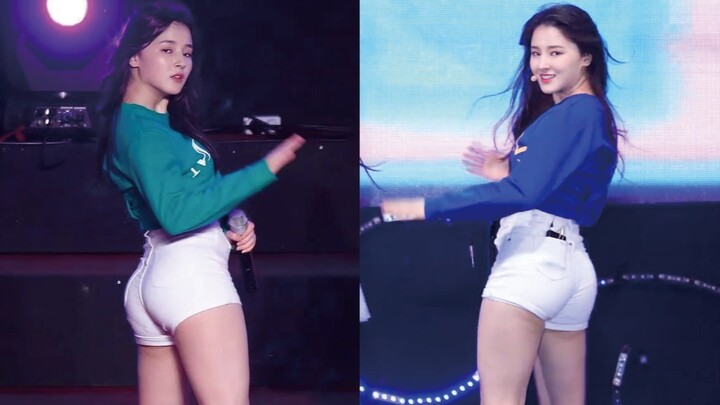 Nancy in the blue T-shirt and Nancy in the green T-shirt form the Twins group! MOMOLTAND—BBOOM: Nanc