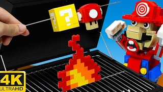 LEGO Super Mario : Cheese Hot Dog Party IRL | หยุดการเคลื่อนไหวทำอาหาร ASMR 4k