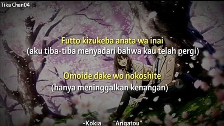 Lagu paling nyesek_Arigatou_Kokia||Lirik dan terjemah indonesia