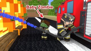 Monster School : Baby Zombie Becomes A Firefighter - Minecraft Animation