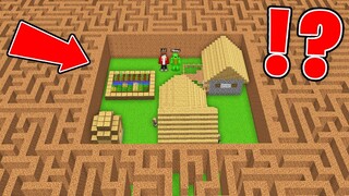 JJ and Mikey ESCAPE This VILLAGE is HIDDEN INSIDE the DIRT MAZE in Minecraft Maizen!