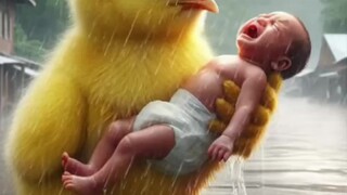 Gà cứu em bé khỏi lũ lụt