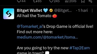AIRDROP CRYPTO TOMATO BACK BITGET WALLET GAS 1 JT TOMATO