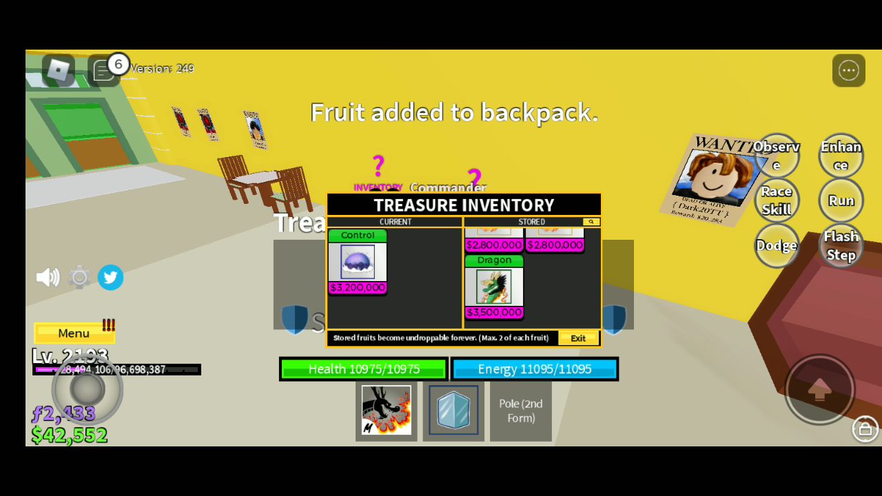 Showcase Control fruit / Blox fruits 