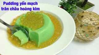 Cách làm Pudding yến mạch trân châu hoàng kim, dùng đường thốt nốt tốt cho sức khỏe.