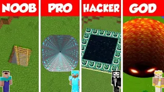 Minecraft Battle: NOOB vs PRO vs HACKER vs GOD: DEEPEST TUNNEL HOUSE BUILD CHALLENGE / Animation