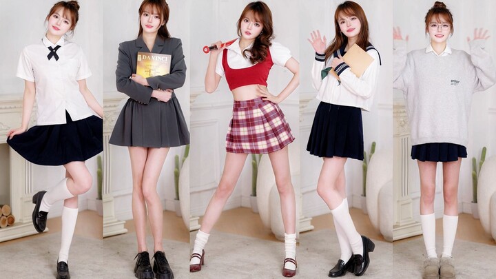 【172 ซม./52 กก.】ลุคใส่ชุดเครื่องแบบสไตล์สาวน้อยสุดฟรุ้งฟริ้ง🖤