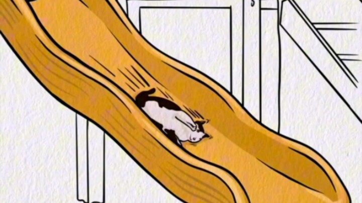 Cats only play on the slide when there is no one in the park