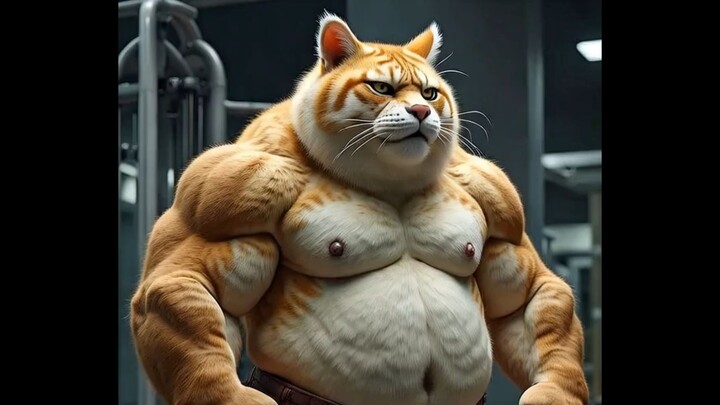A big bodybuilder cat