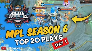 MPL SEASON 6 TOP 20 PLAYS OF DAY 1 WEEK 1 | SNIPE GAMING TV