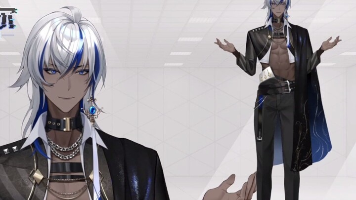 [live2D show] Van Senil idol singer with black skin, white hair and blue highlights