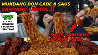 KONTEN PALING GAD OTAK SAMA REKT ‼️ MUKBANG 1 BOTOL SAUS SAMYANG & BON CABE | PAKE 5 MIE + 10 AYAM