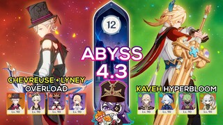 C0 Lyney Overload & C0 Kaveh Hyperbloom - Spiral Abyss 4.3 - Genshin Impact