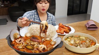가리비, 굴, 낙지, 전복, 문어 들어간 초호화 해물짬뽕 그리고 탕수육풍 매직돼지 야채탕🤣 먹방 | Seafood Jjambbong MUKBANG