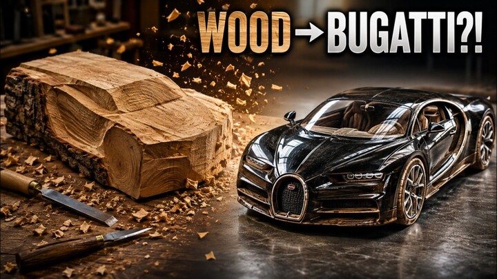 I Carved a Bugatti Chiron From Wood 😱🏎️ | Full Process | Satisfying ASMR