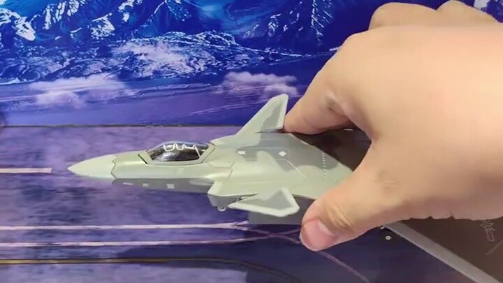 The apron scene model is paired with a 1:100 J-20 stealth fighter alloy model