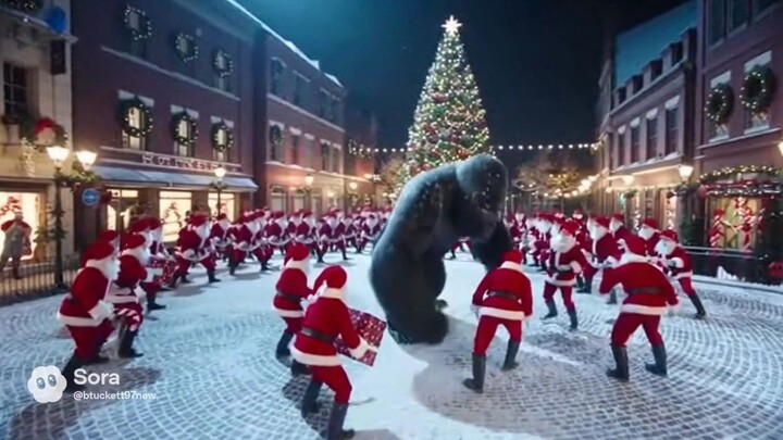 100 Santa 🎅 🆚 1 Gorilla 🦍 [SORA]