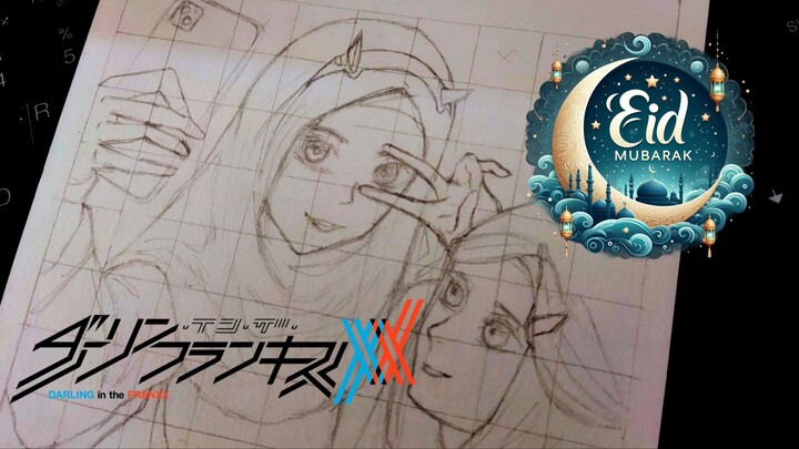 SELAMAT HARI RAYA GESS!! ZERO TWO & ICHIGO JADI UKHTI - Drawing Darling in the Franxx // #FAMTHR