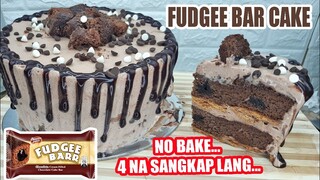 NO BAKE NO COOK FUDGEE BAR CAKE | 4 INGREDIENTS ONLY | HOW TO MAKE CHOCOLATE ICE CREAM CAKE HOLIDAY