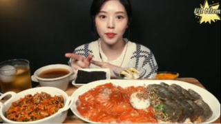Tôm ngâm, cá hồi ngâm, cơm trộn sò huyết phần 1 #mukbang