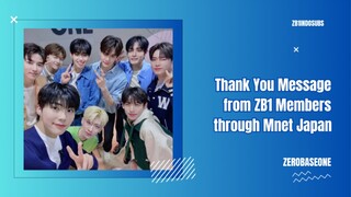 [INDO SUB] Thank You Message from ZB1’s Members through Mnet Japan