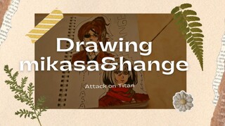 Drawing Mikasa&Hange Attack on Titan