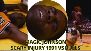 MAGIC JOHNSON SCARY INJURY 1991 - CHICAGO BULLS VS LA LAKERS