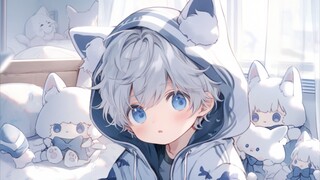 Anak kecil berwarna biru dan putih yang lucu