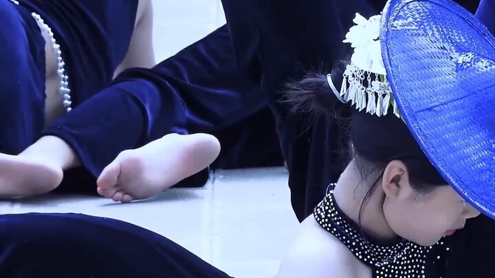 Middle School Girl Performs Ethnic Dance Barefoot in the Square