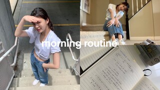 Productive Morning Routine of a College Student ☀️ Waking up at 7:00, Summer Studying, What I Eat