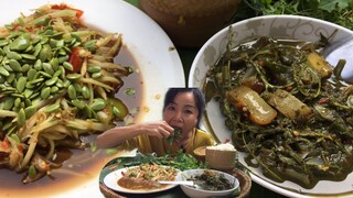 แกงขี้เหล็กใส่หนังวัว ส้มตำเผ็ดๆแซ่บแบบโพดโพ8/4/2020