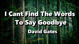 I Can't Find The Words To Say Goodbye - David Gates ( Lyrics )