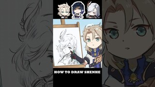 HOW TO DRAW SHENHE #genshinimpact #shenhe #yelan #albedo #shorts