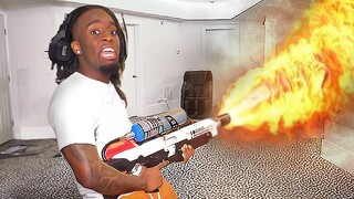 Kai Cenat Uses a Real Life FLAMETHROWER..